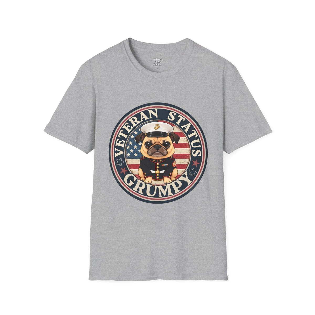 Marine Veteran Status Grumpy Pug T-Shirt – Funny U.S. Marine Veteran Shirt