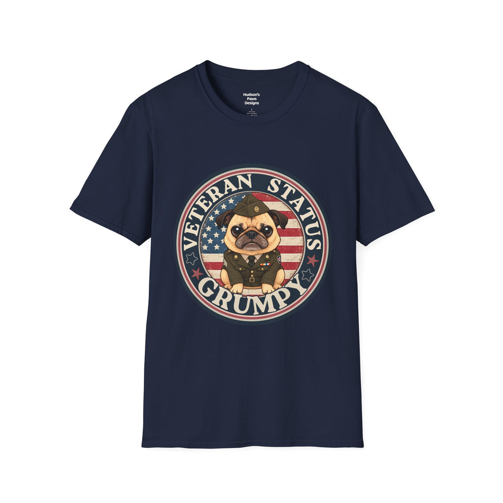 Army Veteran Status Grumpy Pug T-Shirt – Funny U.S. Army Veteran Shirt