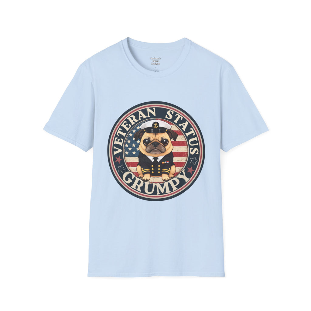 Navy Veteran Status Grumpy Pug T-Shirt – Funny U.S. Navy Veteran Shirt