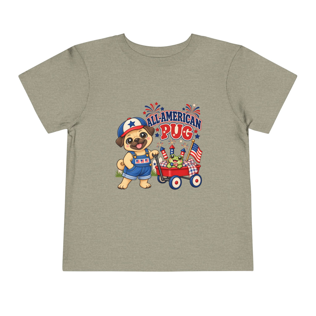 All-American Pug Toddler Tee — Patriotic Kids Americana Shirt