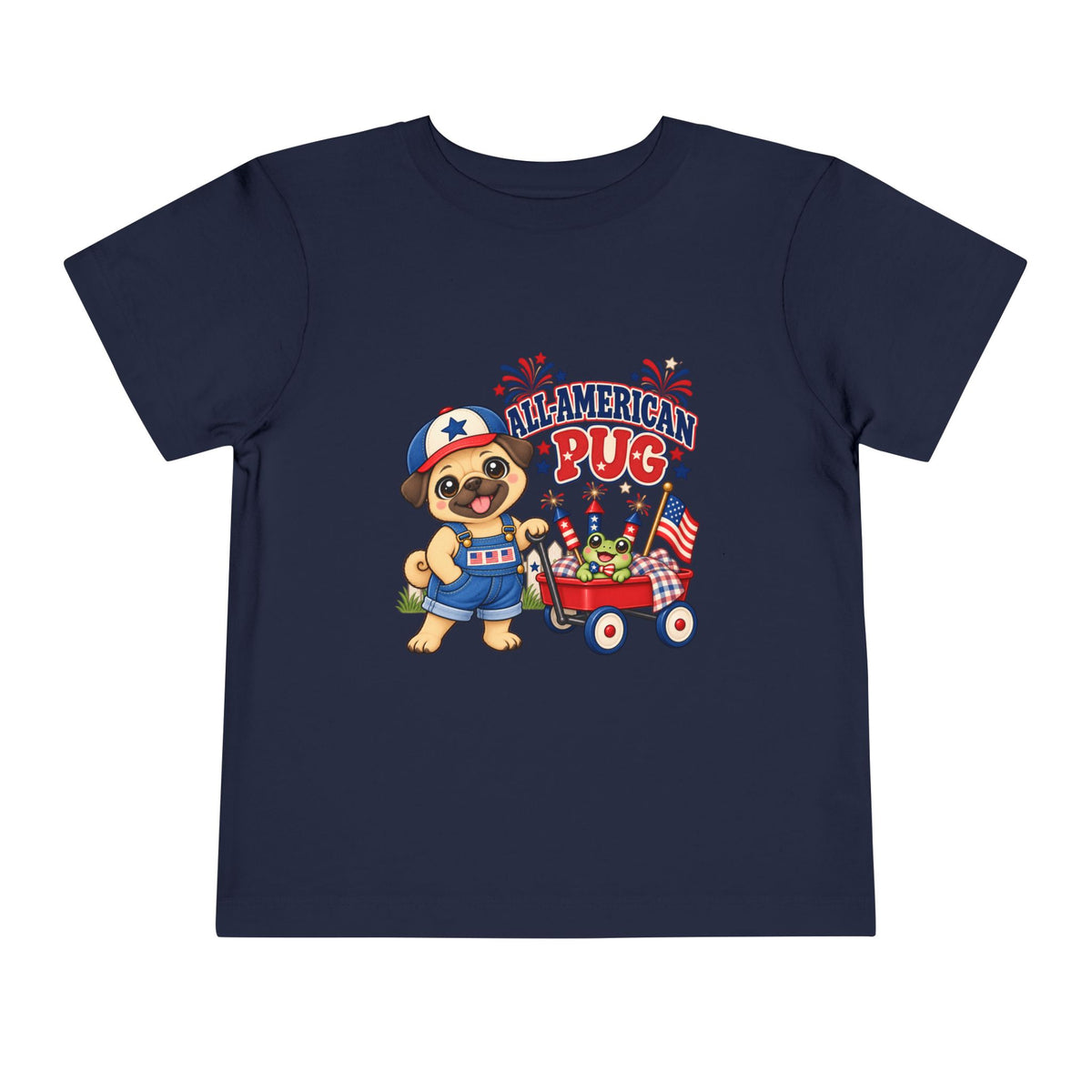 All-American Pug Toddler Tee — Patriotic Kids Americana Shirt