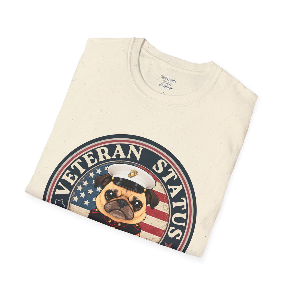 Marine Veteran Status Grumpy Pug T-Shirt – Funny U.S. Marine Veteran Shirt