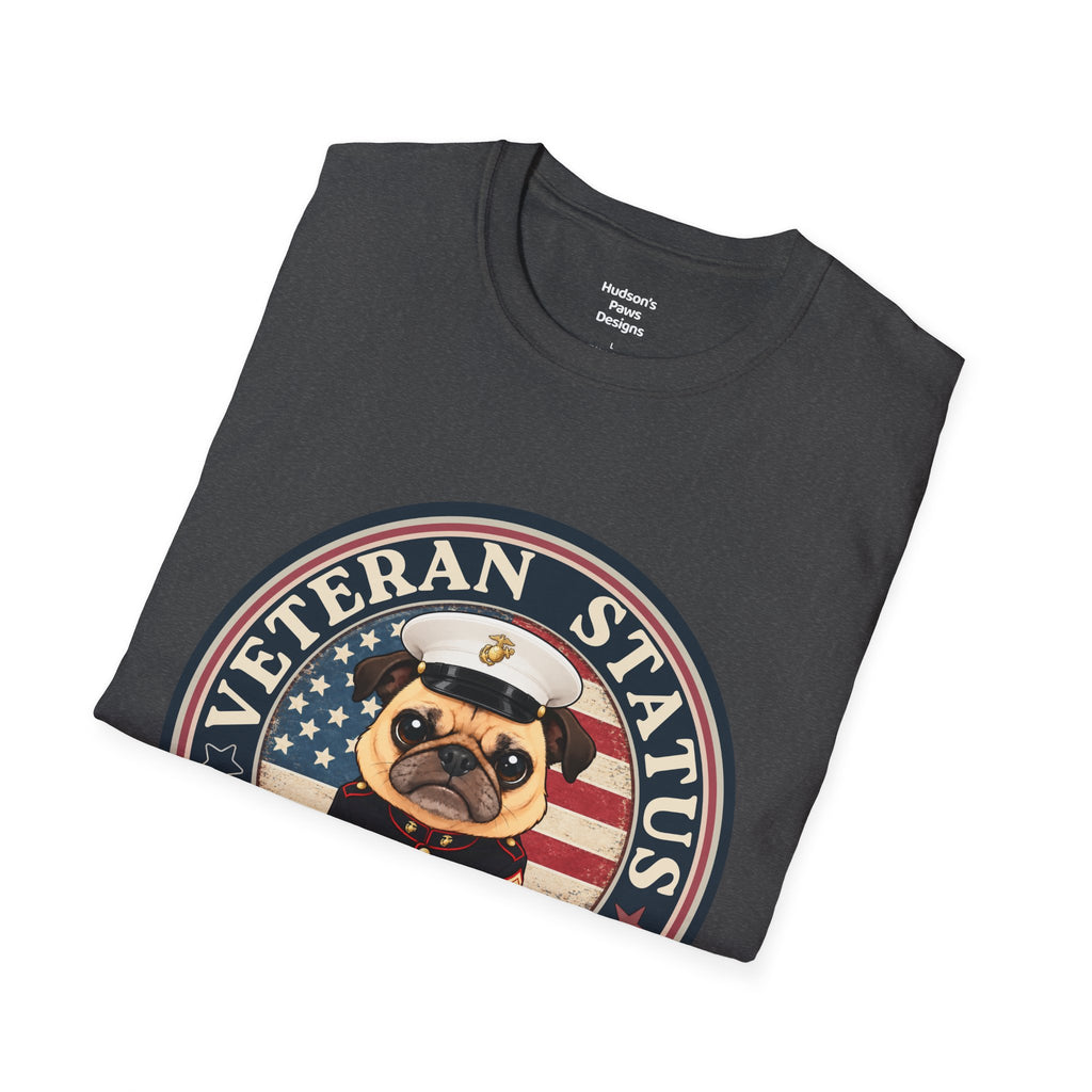 Marine Veteran Status Grumpy Pug T-Shirt – Funny U.S. Marine Veteran Shirt