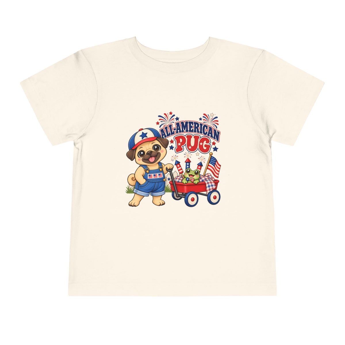 All-American Pug Toddler Tee — Patriotic Kids Americana Shirt