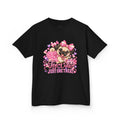 Kids Halloween Pug Shirt | Too Cute Just One Treat | Pink Candy Halloween Tee