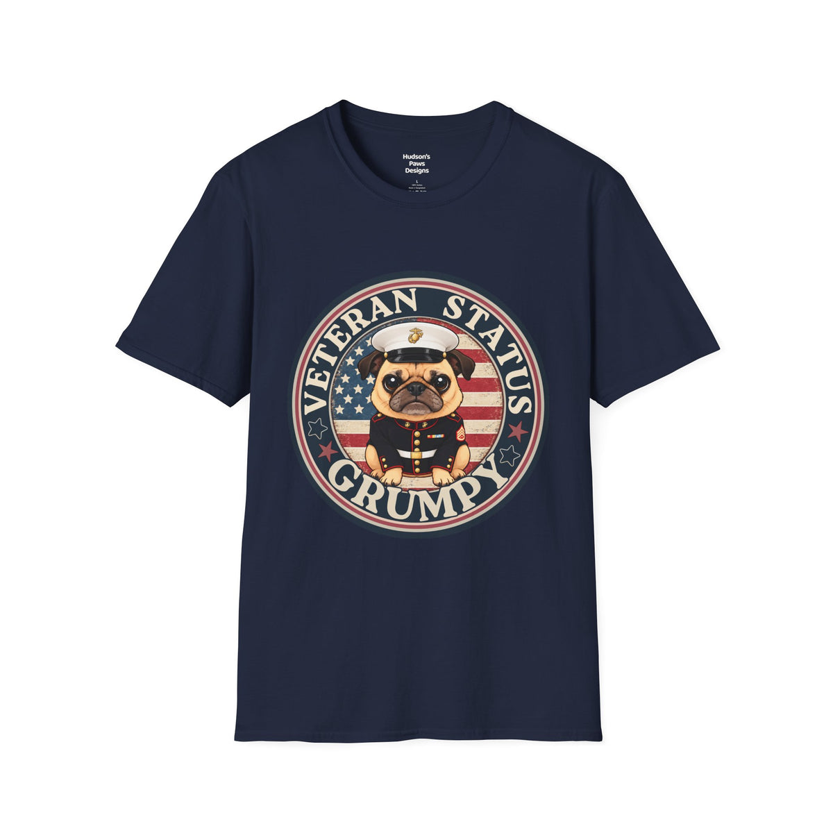 Marine Veteran Status Grumpy Pug T-Shirt – Funny U.S. Marine Veteran Shirt
