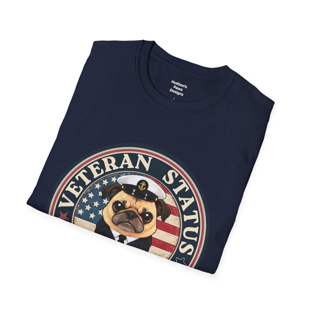 Navy Veteran Status Grumpy Pug T-Shirt – Funny U.S. Navy Veteran Shirt
