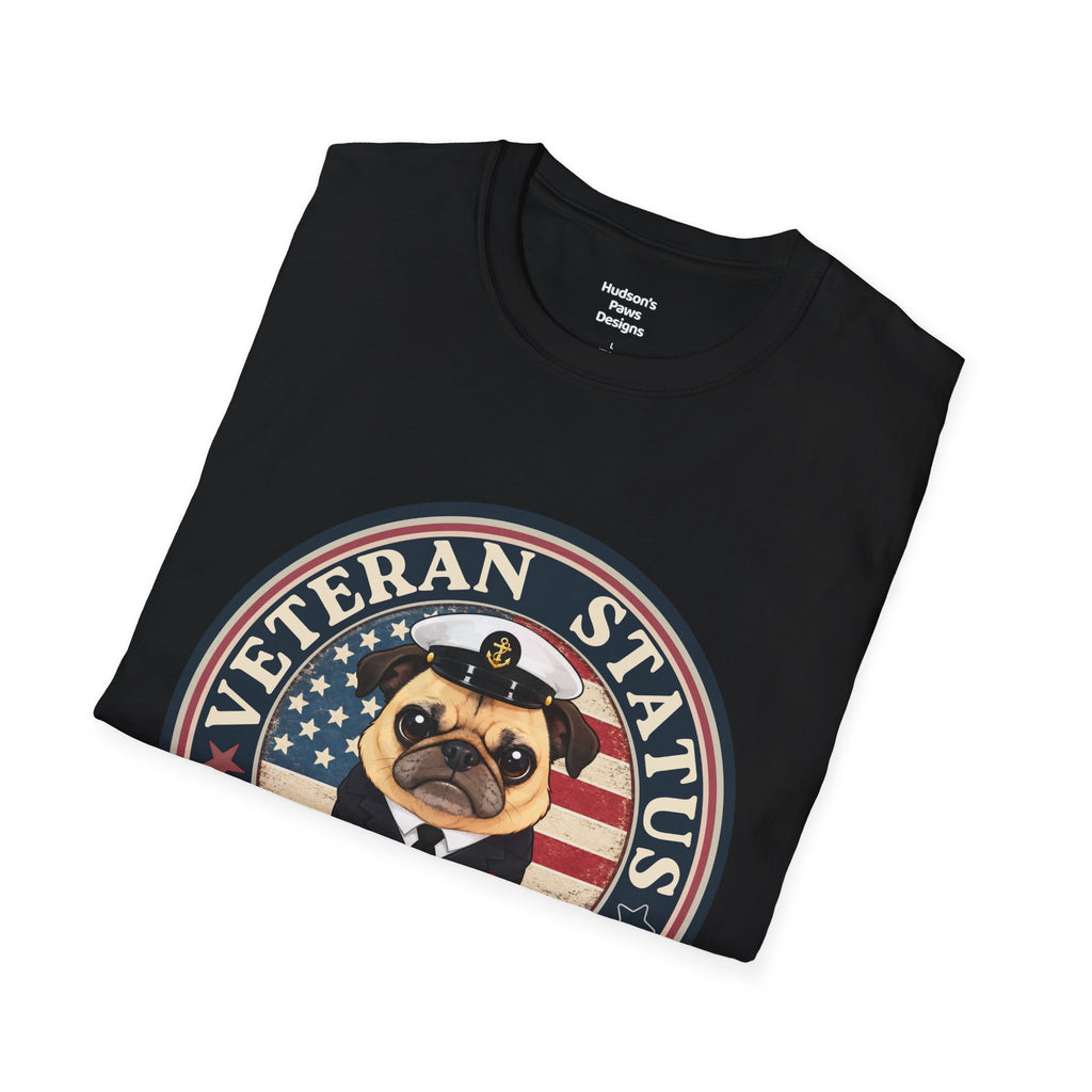 Navy Veteran Status Grumpy Pug T-Shirt – Funny U.S. Navy Veteran Shirt