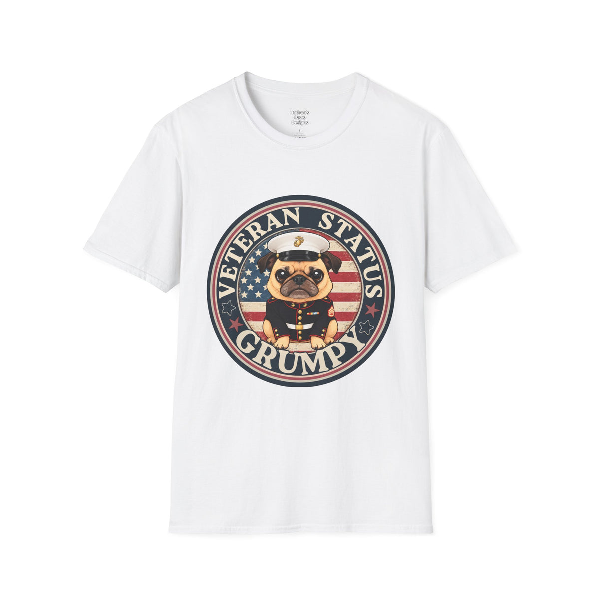 Marine Veteran Status Grumpy Pug T-Shirt – Funny U.S. Marine Veteran Shirt