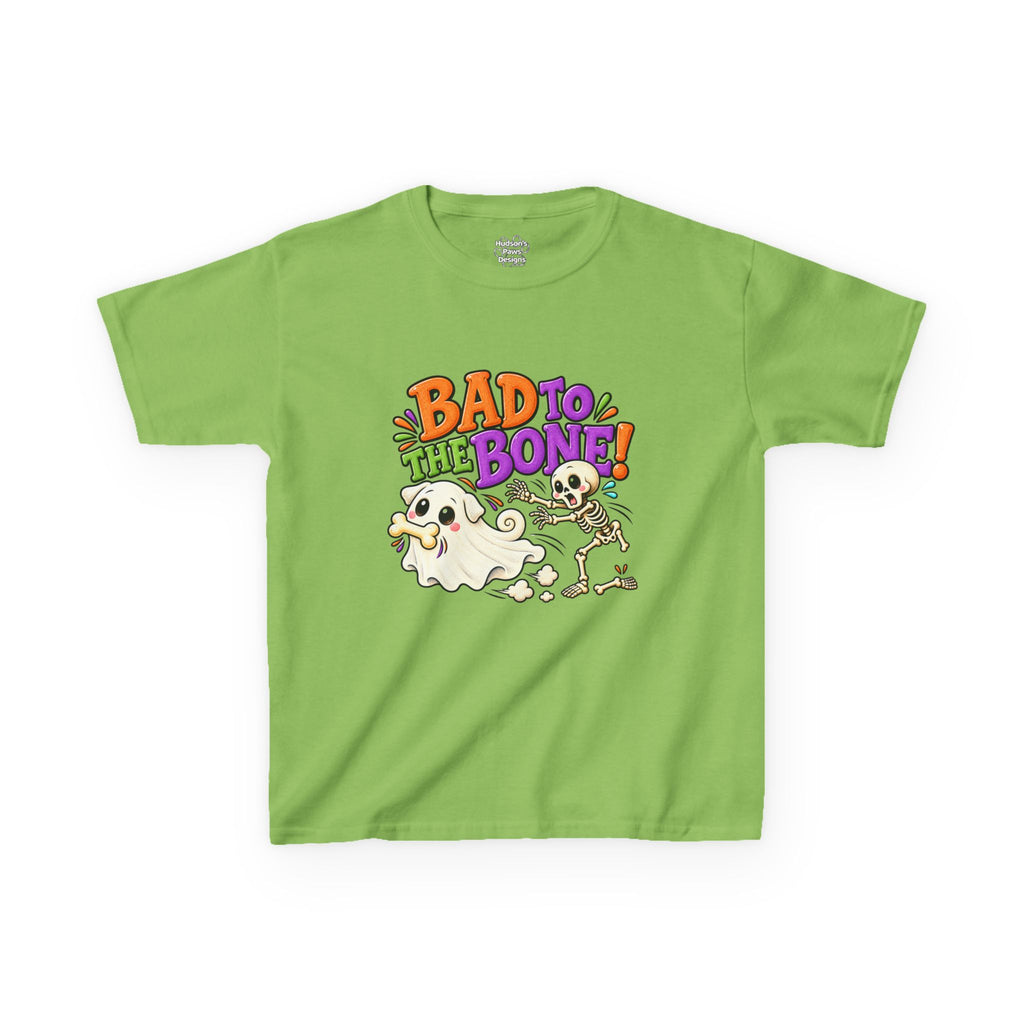 Bad to the Bone Ghost Pug Halloween T-Shirt – Funny Kids Halloween Tee