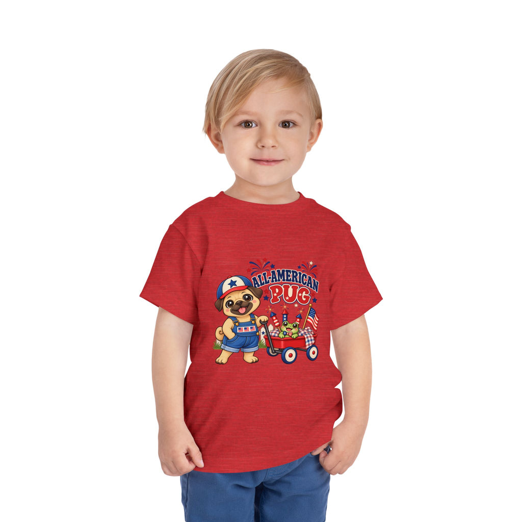 All-American Pug Toddler Tee — Patriotic Kids Americana Shirt