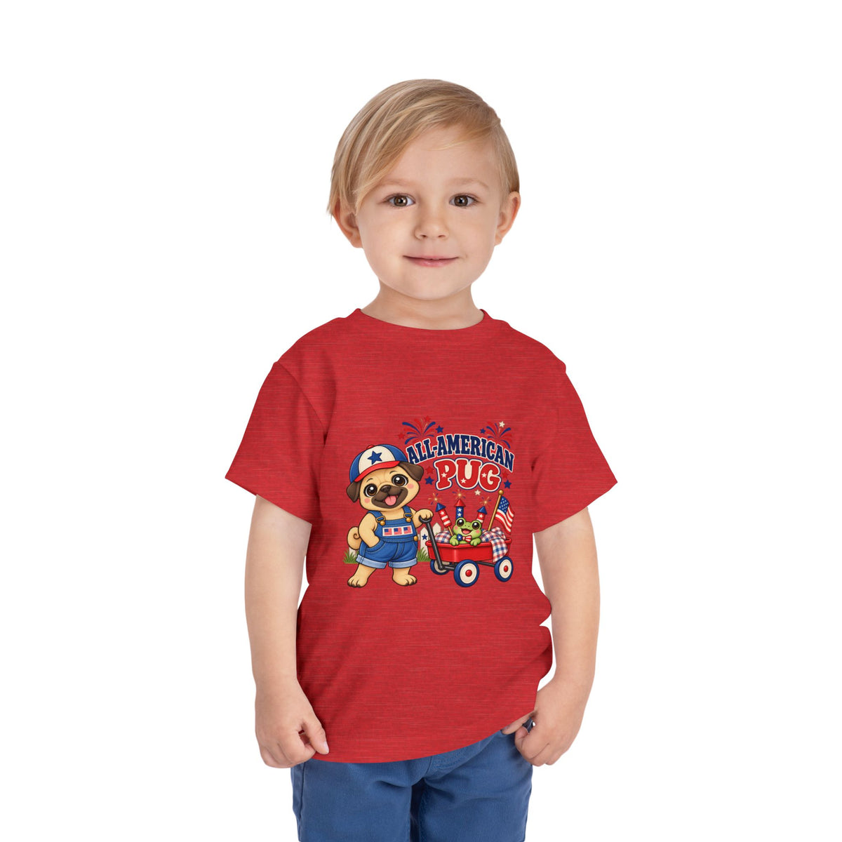 All-American Pug Toddler Tee — Patriotic Kids Americana Shirt