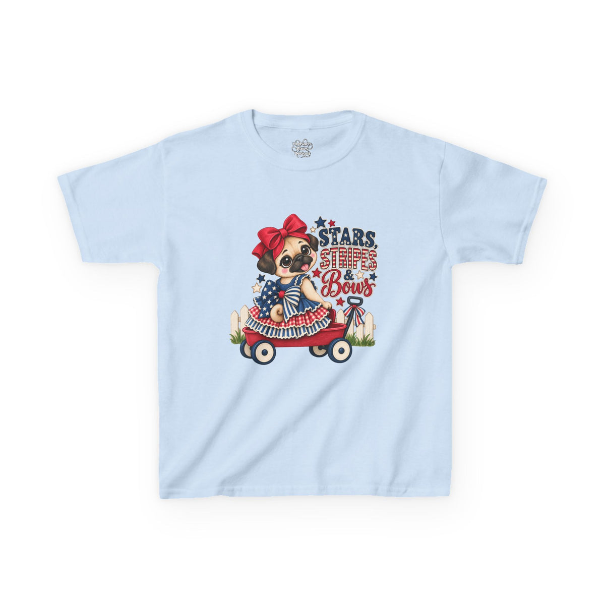 Stars, Stripes & Bows Pug Child's T-Shirt – Patriotic Kids Americana Shirt