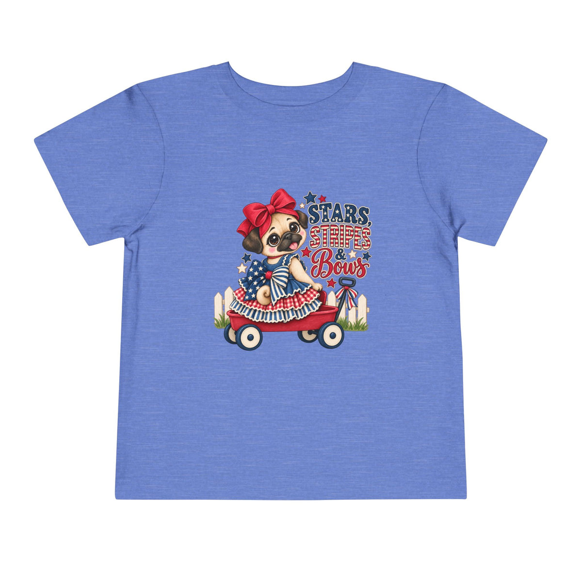 Stars, Stripes & Bows Pug Toddler T-Shirt – Patriotic Kids Americana Shirt