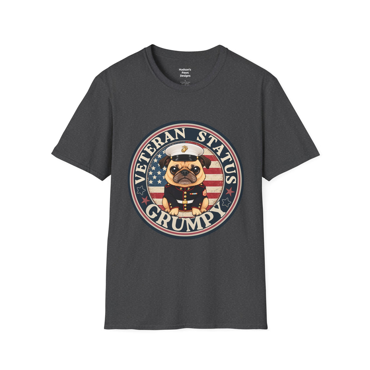 Marine Veteran Status Grumpy Pug T-Shirt – Funny U.S. Marine Veteran Shirt