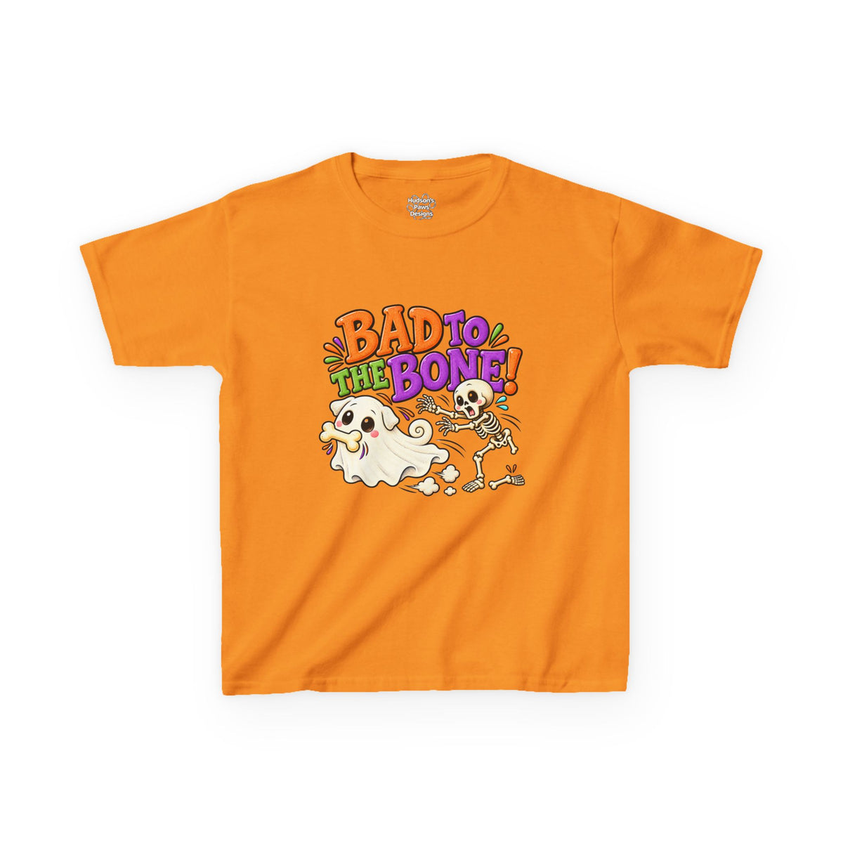 Bad to the Bone Ghost Pug Halloween T-Shirt – Funny Kids Halloween Tee