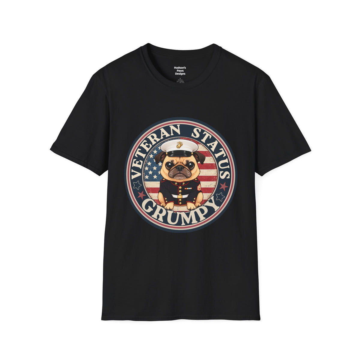 Marine Veteran Status Grumpy Pug T-Shirt – Funny U.S. Marine Veteran Shirt