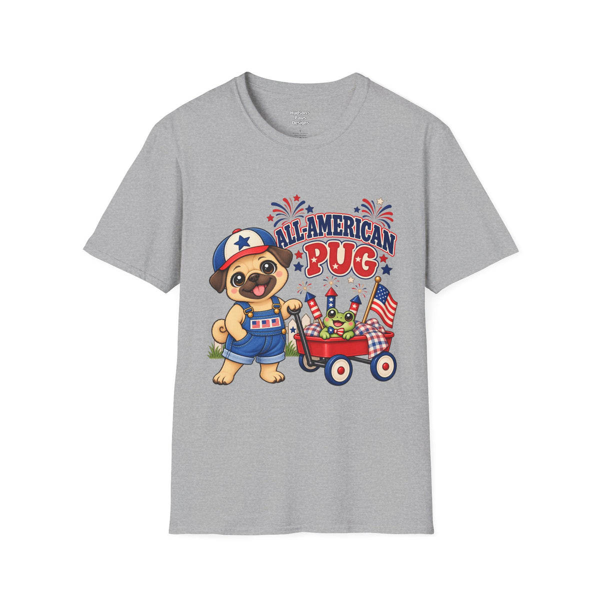 All-American Pug T-Shirt — Patriotic Americana Shirt for Adults