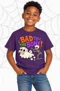 Bad to the Bone Ghost Pug Halloween T-Shirt – Funny Kids Halloween Tee