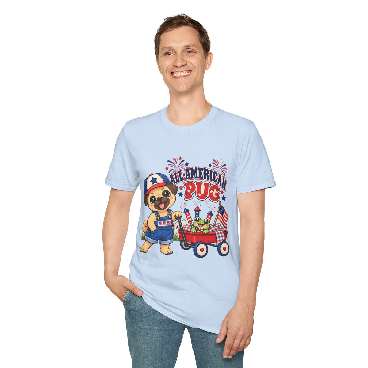 All-American Pug T-Shirt — Patriotic Americana Shirt for Adults