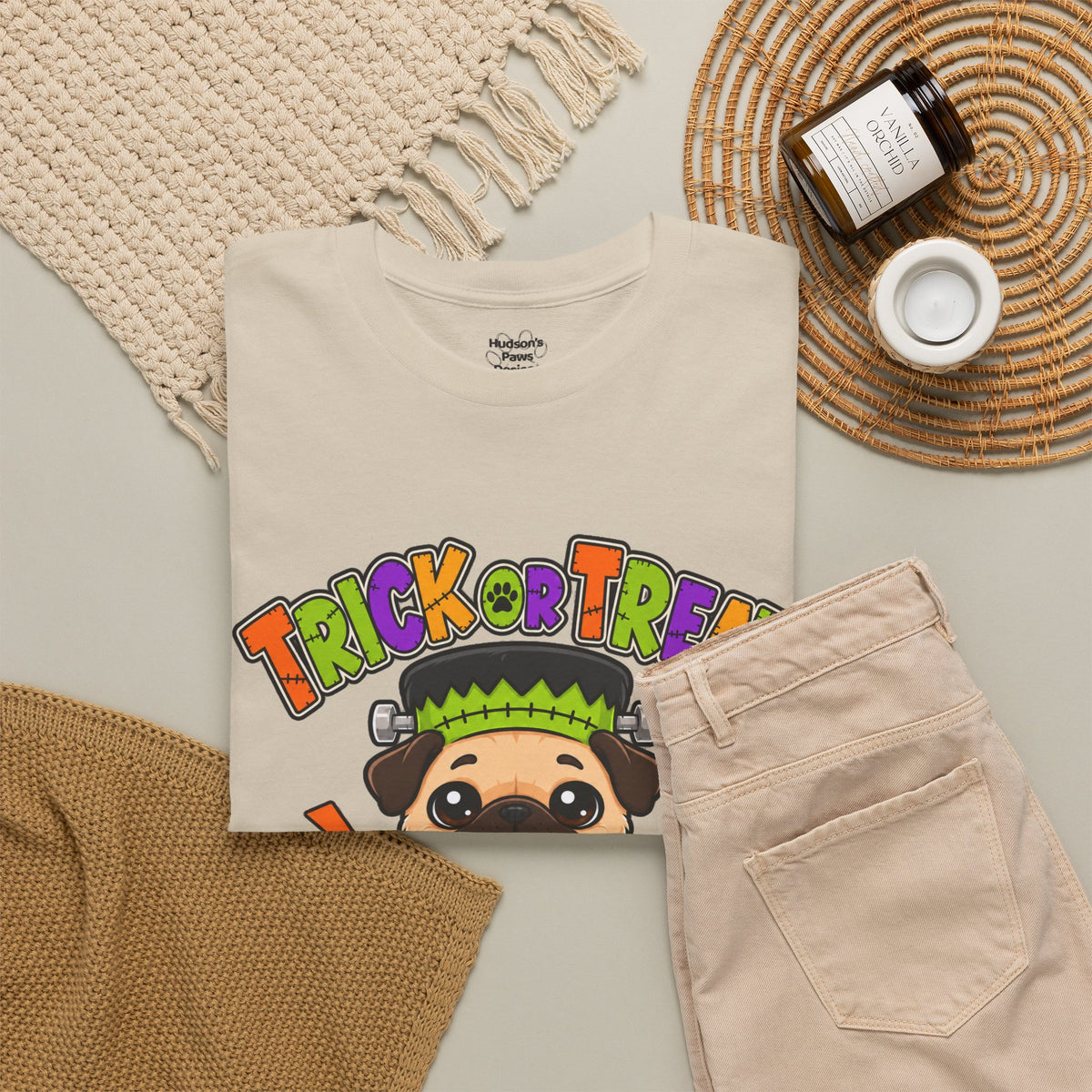 Halloween Pug - Trick or Treat This Monster Wants Treats  | Cute Dog Halloween Tee