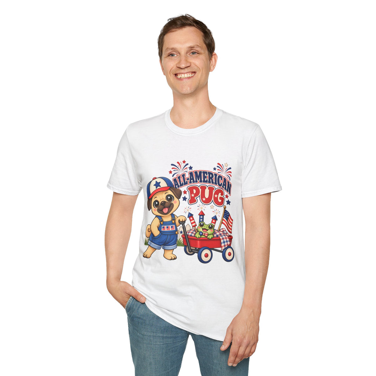 All-American Pug T-Shirt — Patriotic Americana Shirt for Adults