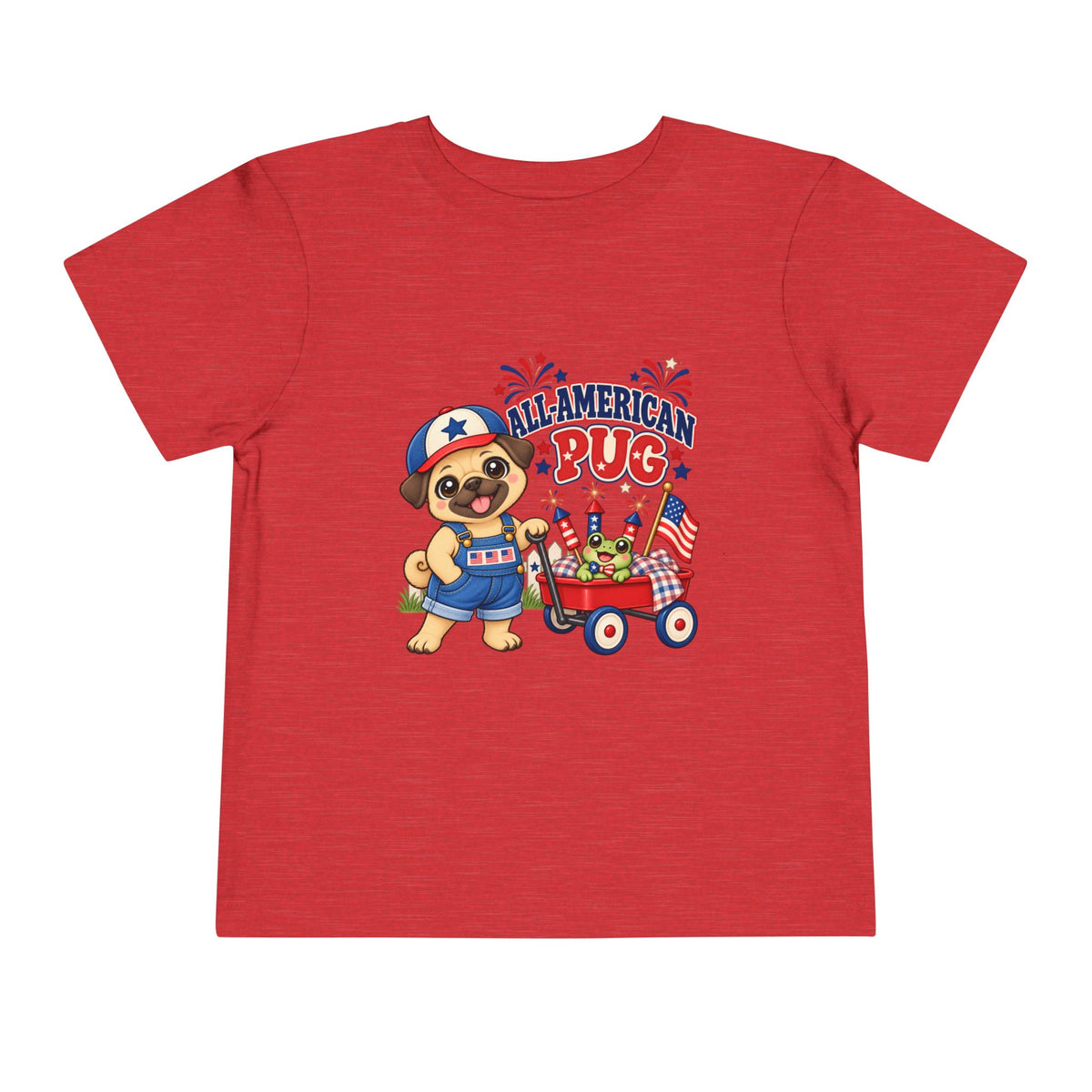 All-American Pug Toddler Tee — Patriotic Kids Americana Shirt