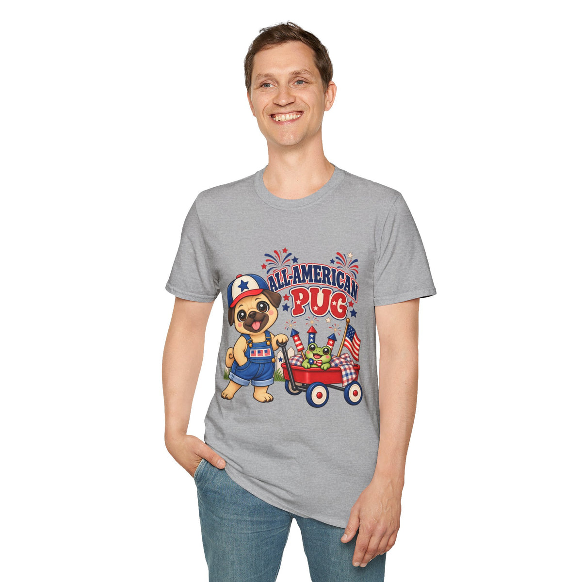 All-American Pug T-Shirt — Patriotic Americana Shirt for Adults