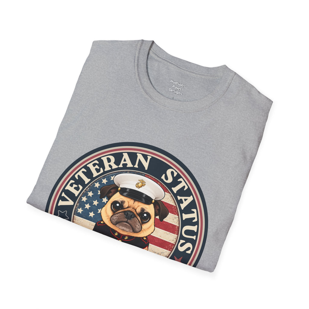 Marine Veteran Status Grumpy Pug T-Shirt – Funny U.S. Marine Veteran Shirt