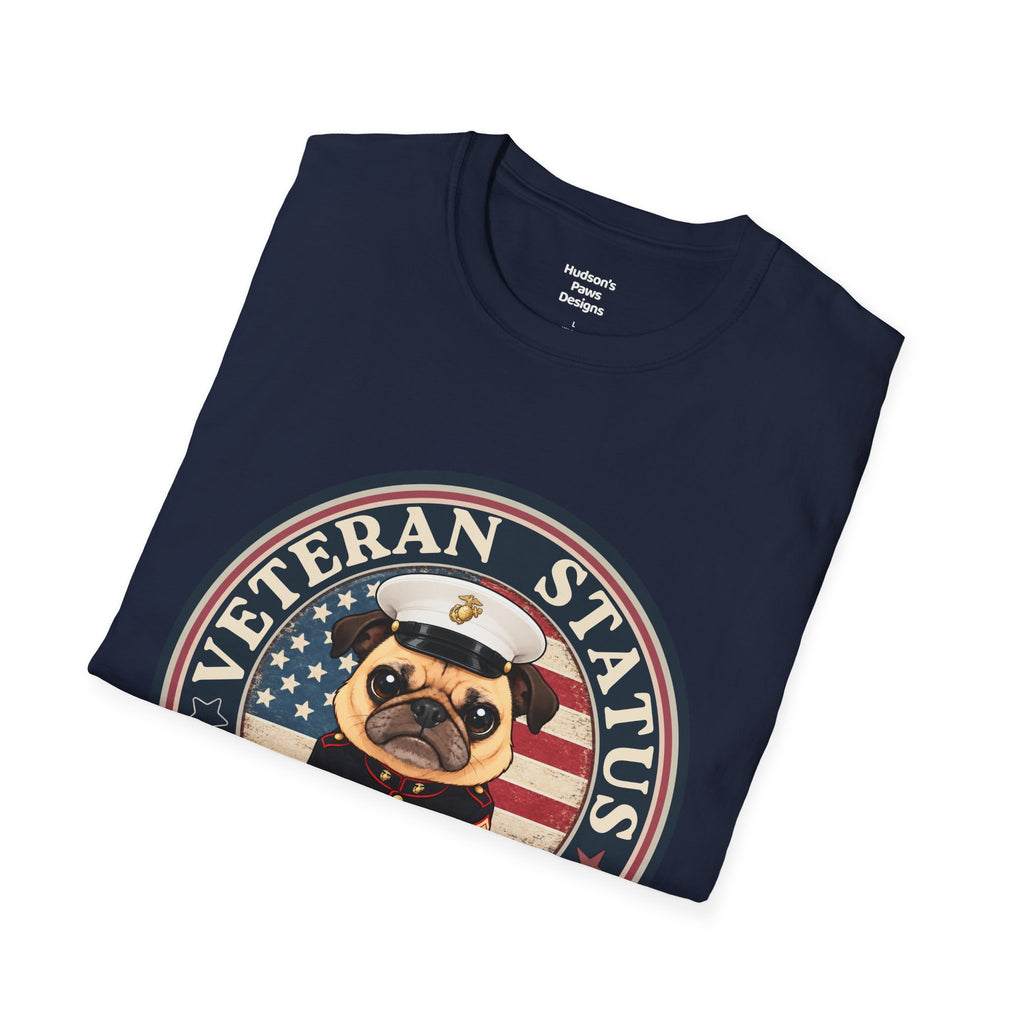 Marine Veteran Status Grumpy Pug T-Shirt – Funny U.S. Marine Veteran Shirt