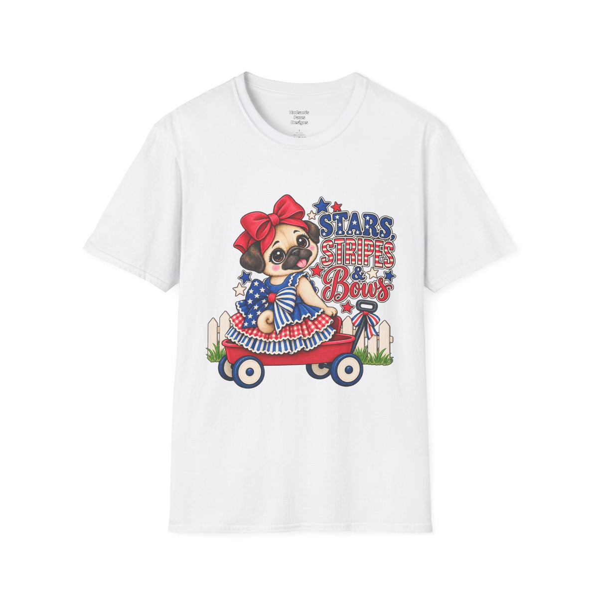 Stars, Stripes & Bows Pug T-Shirt – Patriotic Girl Pug Americana Shirt