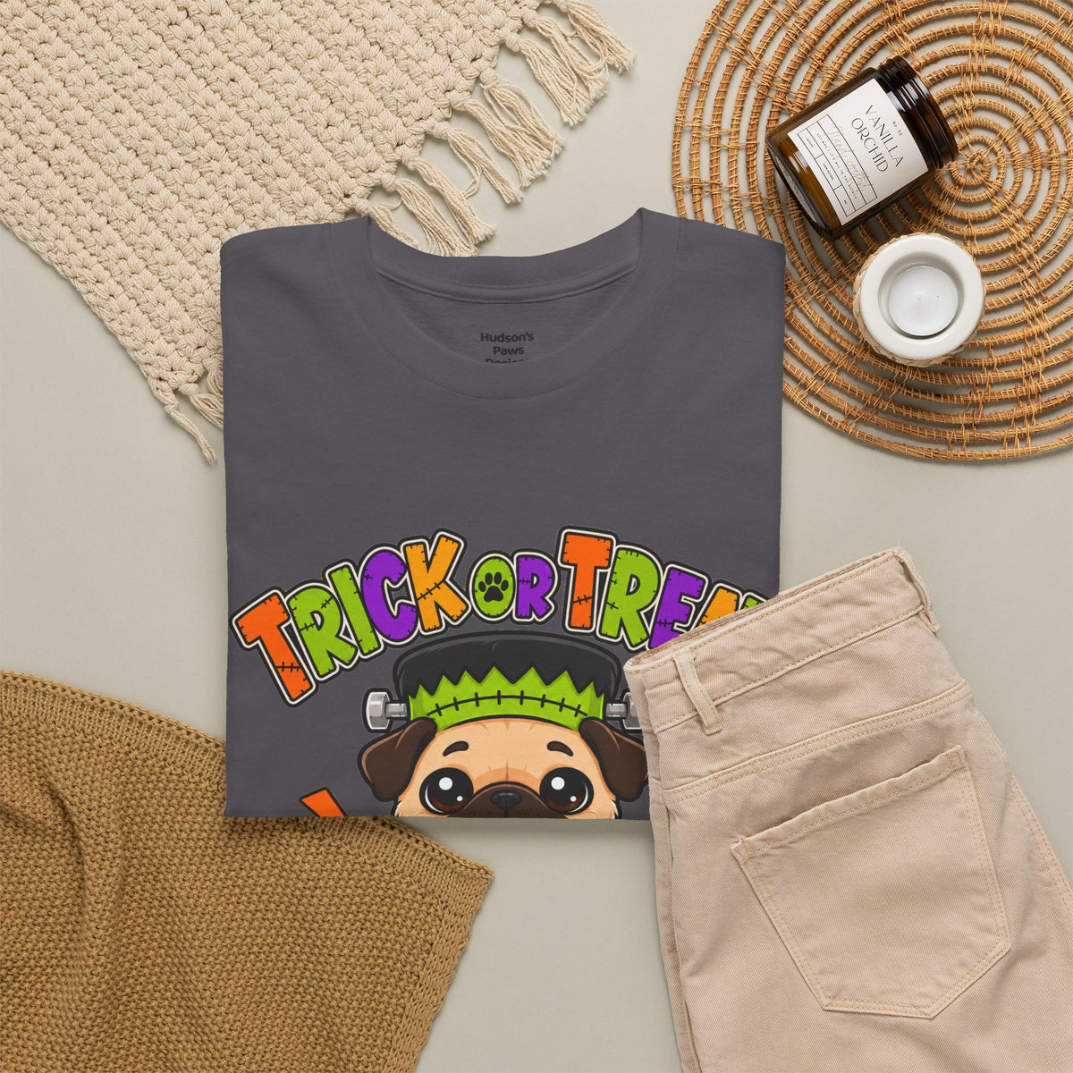 Halloween Pug - Trick or Treat This Monster Wants Treats  | Cute Dog Halloween Tee