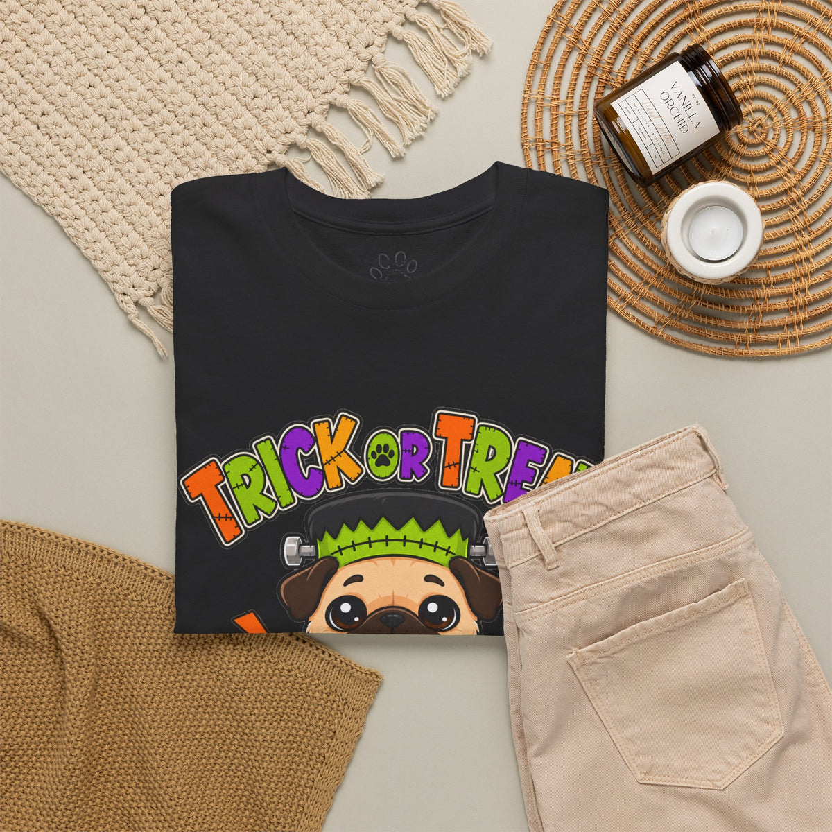 Halloween Pug - Trick or Treat This Monster Wants Treats  | Cute Dog Halloween Tee