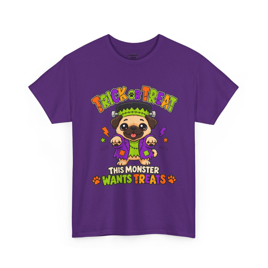 Halloween Pug - Trick or Treat This Monster Wants Treats  | Cute Dog Halloween Tee