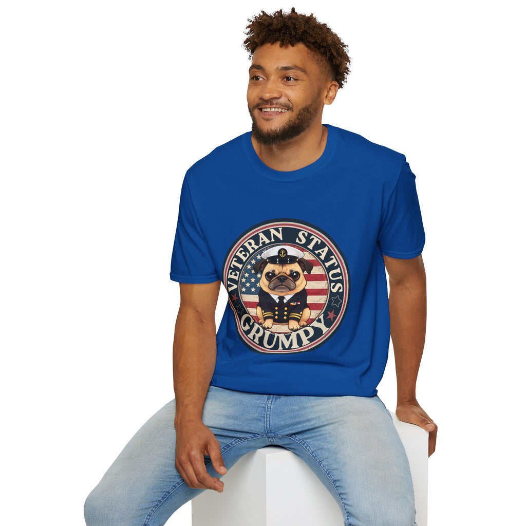 Navy Veteran Status Grumpy Pug T-Shirt – Funny U.S. Navy Veteran Shirt