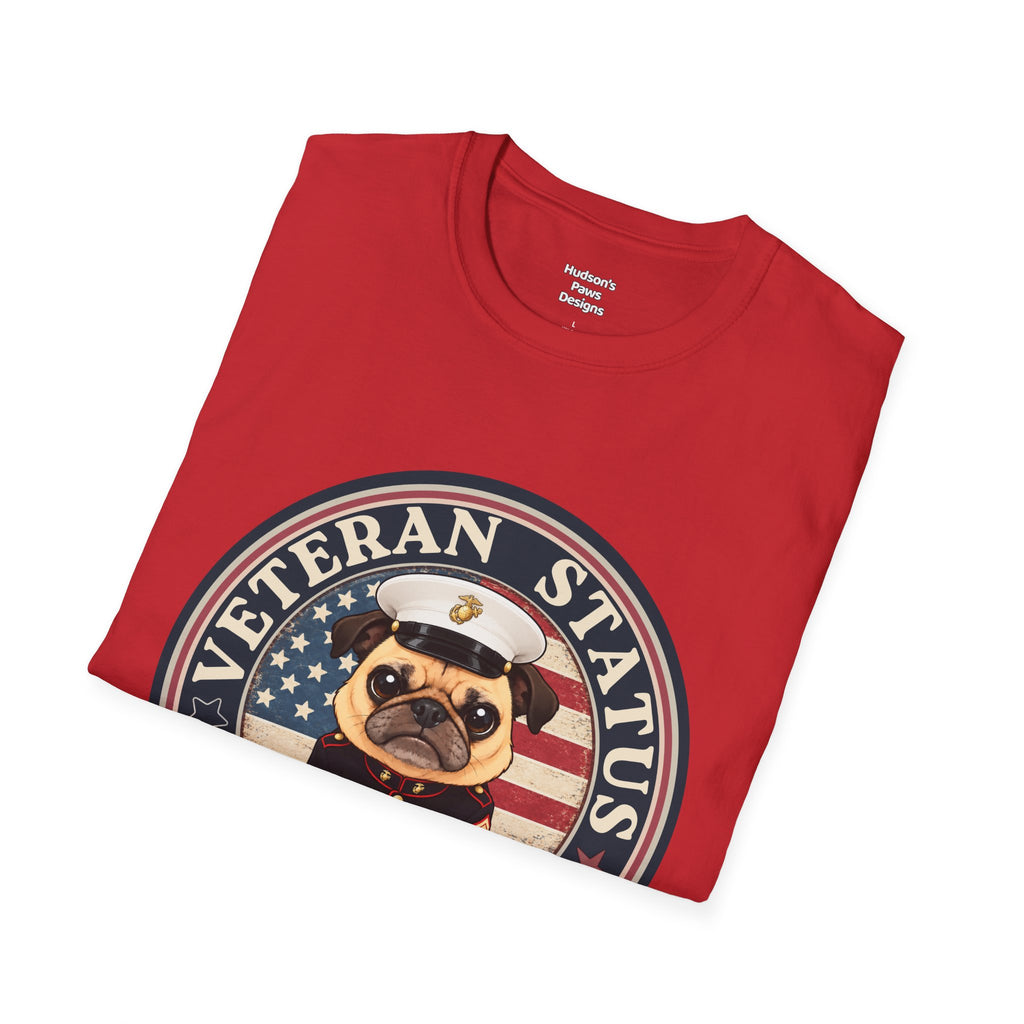 Marine Veteran Status Grumpy Pug T-Shirt – Funny U.S. Marine Veteran Shirt