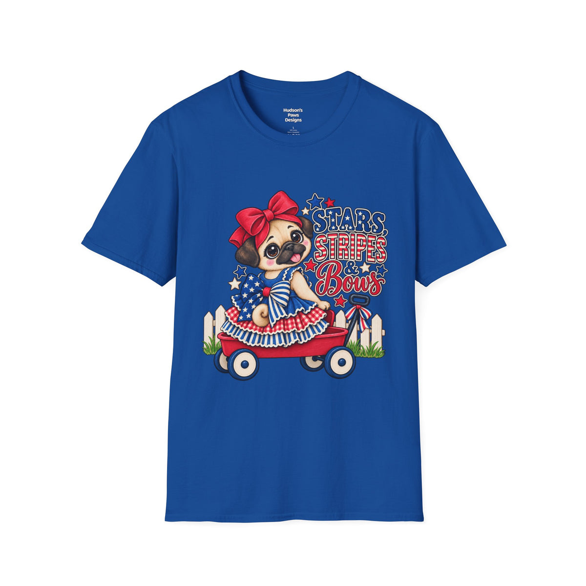 Stars, Stripes & Bows Pug T-Shirt – Patriotic Girl Pug Americana Shirt