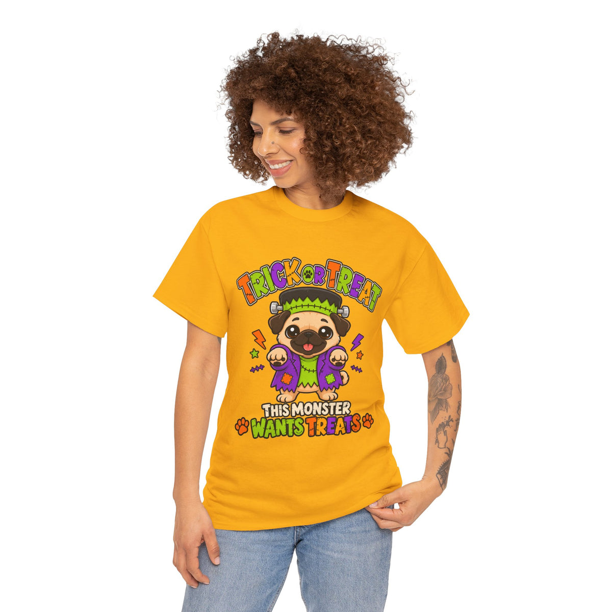 Halloween Pug - Trick or Treat This Monster Wants Treats  | Cute Dog Halloween Tee