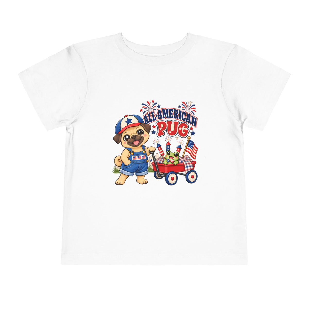 All-American Pug Toddler Tee — Patriotic Kids Americana Shirt