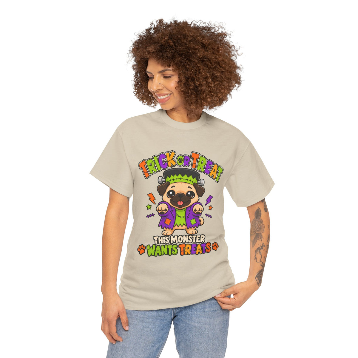 Halloween Pug - Trick or Treat This Monster Wants Treats  | Cute Dog Halloween Tee