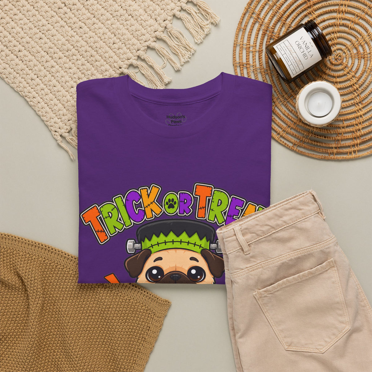 Halloween Pug - Trick or Treat This Monster Wants Treats  | Cute Dog Halloween Tee