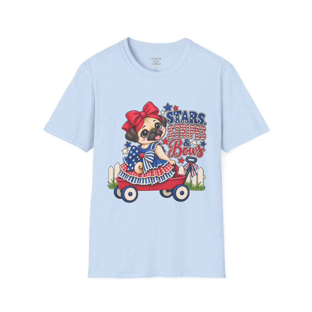 Stars, Stripes & Bows Pug T-Shirt – Patriotic Girl Pug Americana Shirt