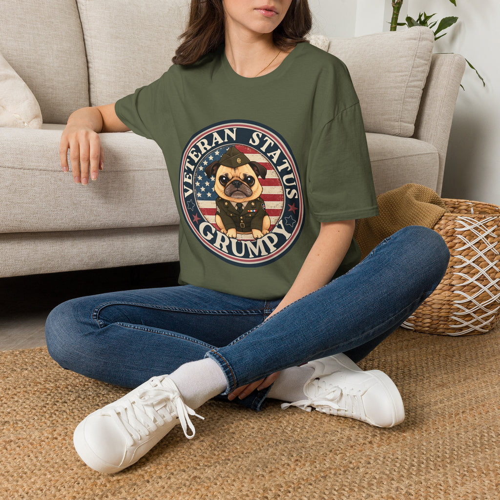 Army Veteran Status Grumpy Pug T-Shirt – Funny U.S. Army Veteran Shirt