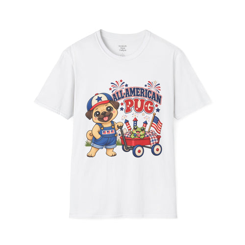 All-American Pug T-Shirt — Patriotic Americana Shirt for Adults
