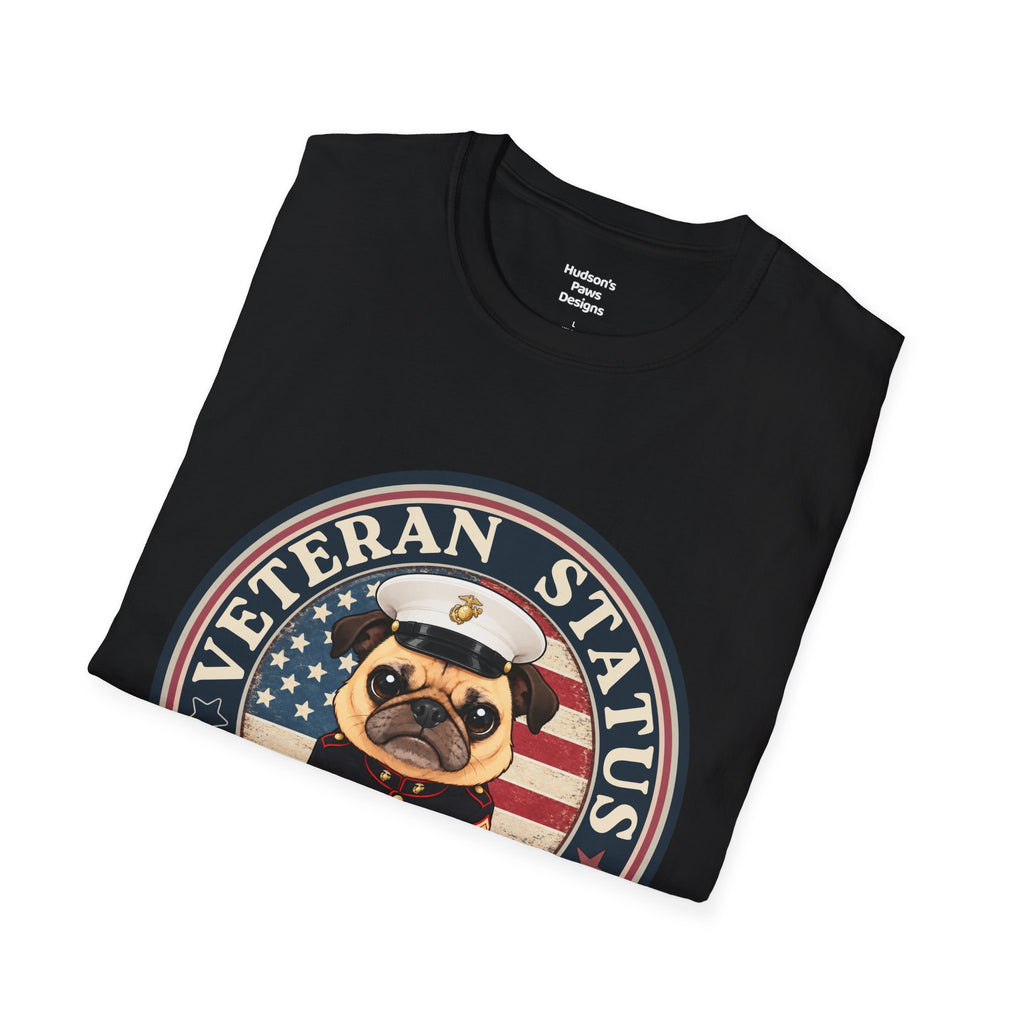 Marine Veteran Status Grumpy Pug T-Shirt – Funny U.S. Marine Veteran Shirt