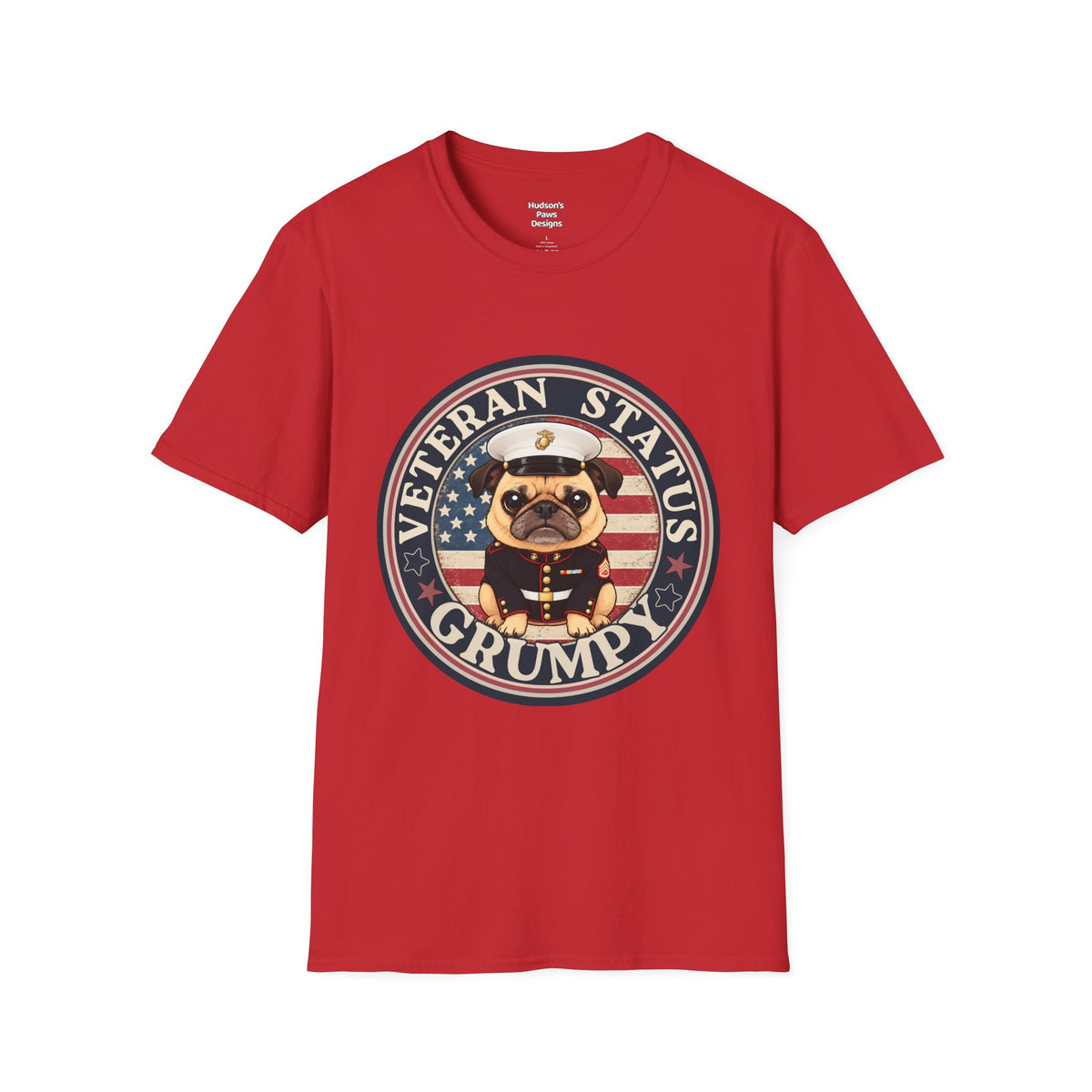 Marine Veteran Status Grumpy Pug T-Shirt – Funny U.S. Marine Veteran Shirt