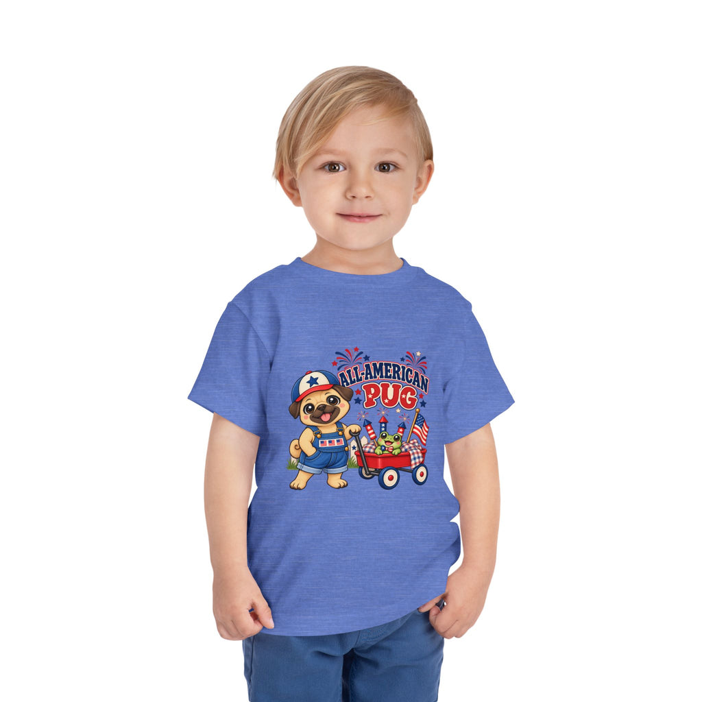 All-American Pug Toddler Tee — Patriotic Kids Americana Shirt